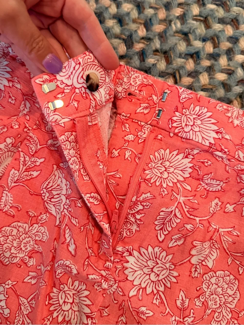 J Crew Linen Cotton Coral Shorts sz 10
